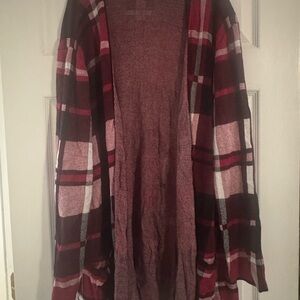 Joseph A - Plaid Open-Front Sweater